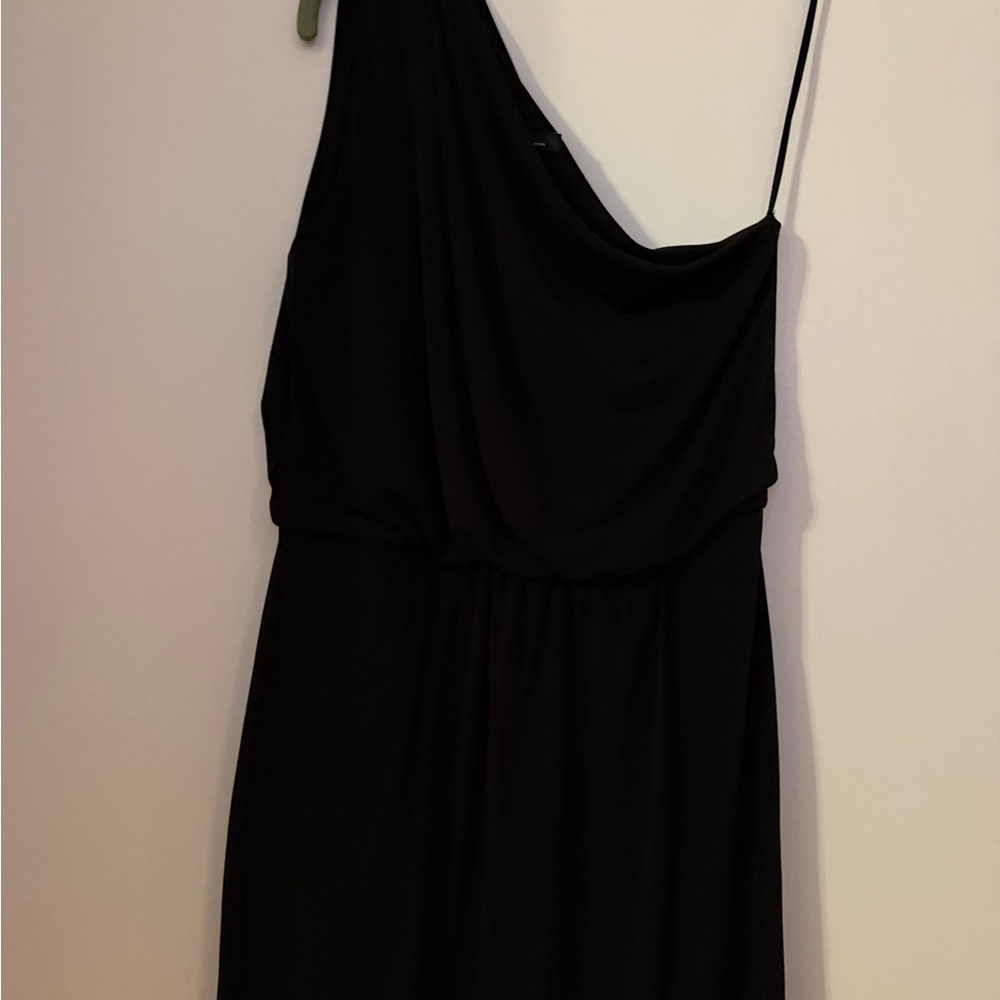 Kenneth Cole Black One Shoulder Pleated Maxi Gown w/ Pockets β Size XXS - Picture 2 of 3